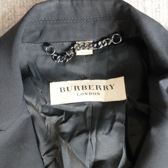 Burberry Womens Blazer 6 Black Peak Lapels Single Vent Made in Portugal - Picture 3 of 16
